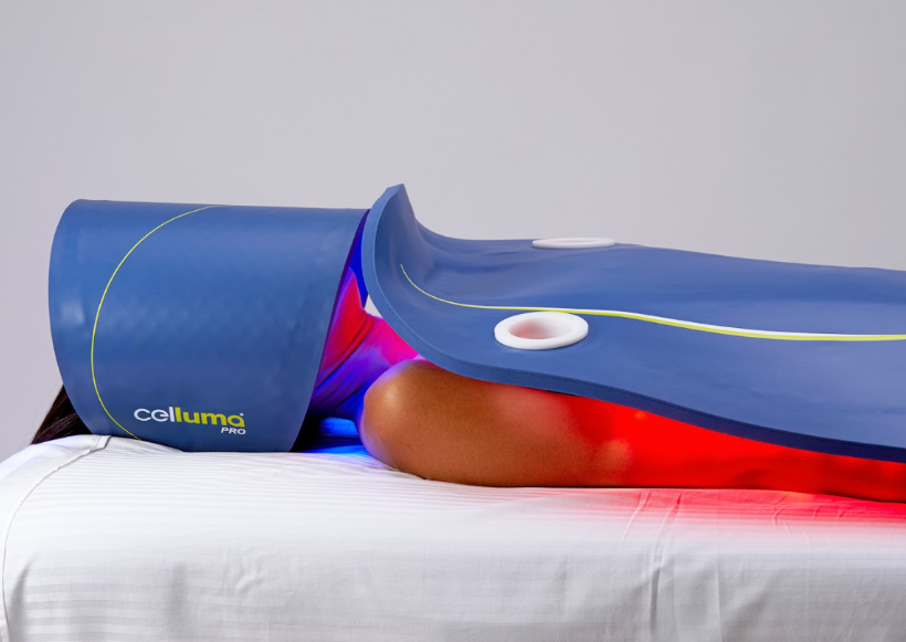 Celluma Pro and Celluma Deluxe red light therapy devices used for skin rejuvenation and pain relief at S-Thetics, Beaconsfield